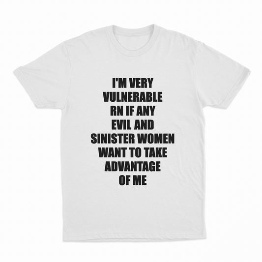I'm Very Vulnerable RN If Any Evil And Sinister Women Want To Take Advantage Of Me T-Shirt