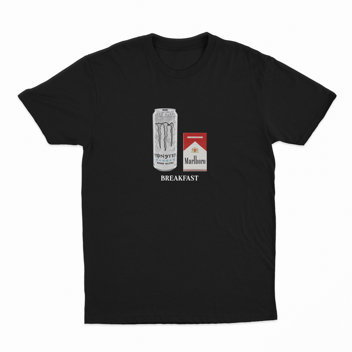 White Monster Marlboro Red Cigarette Breakfast T-Shirt