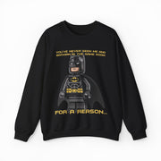Stay cozy in the "You've Never Seen Me And Batman In The Same Room For A Reason..." crewneck—perfect for fans who love witty, fun sweatshirts that make a statement!.