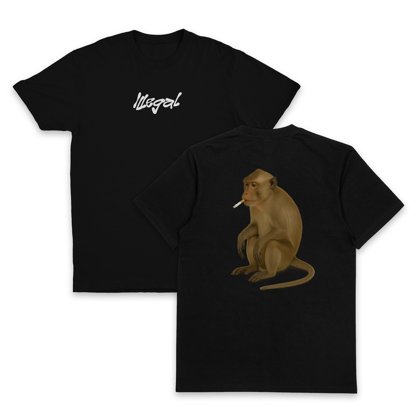 Monkey Smoking Cigarette T-Shirt (Backprint)