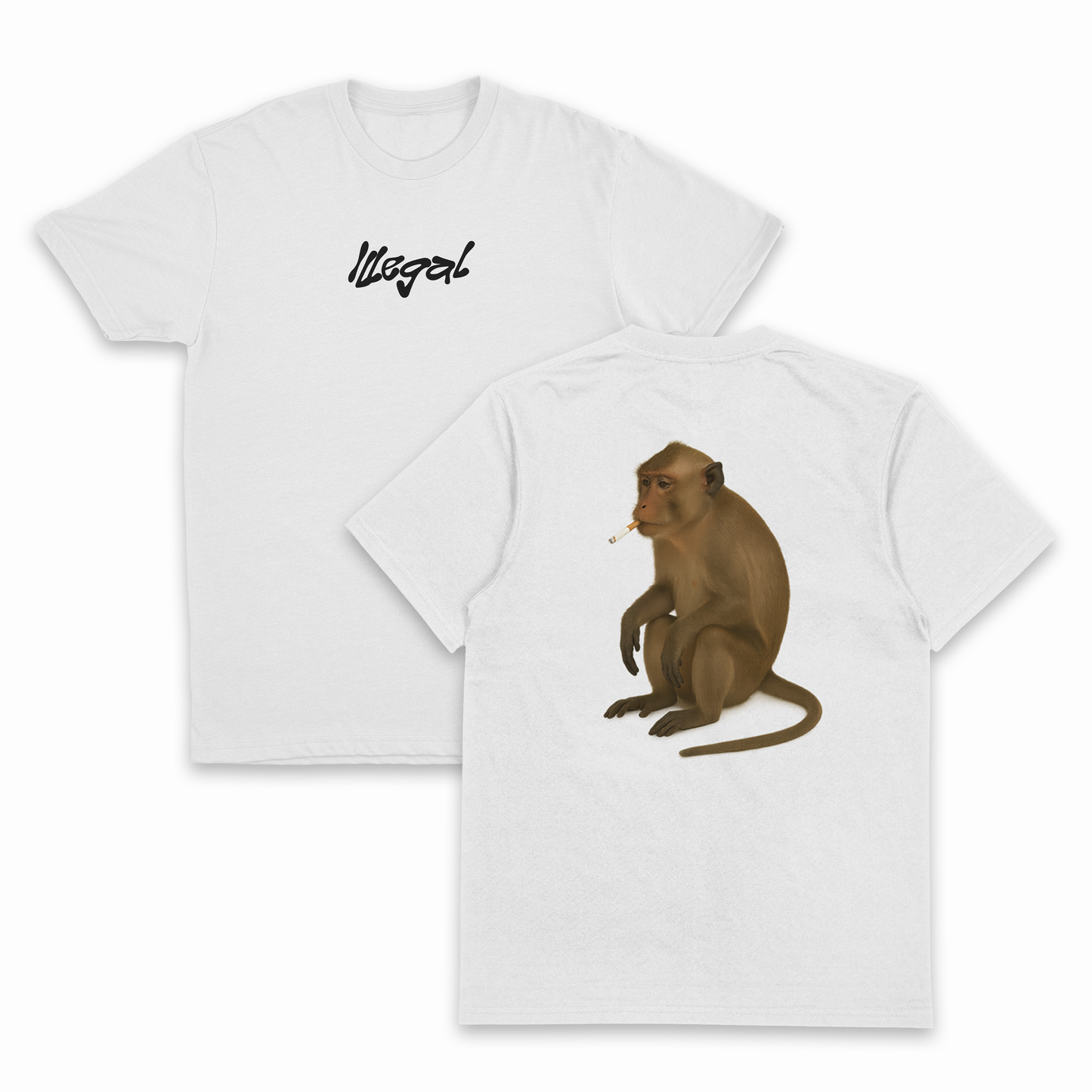Monkey Smoking Cigarette T-Shirt (Backprint)