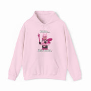 The Boobs... Just Boobs. Hoodie features a light pink LEGO-inspired armored figure with bold chest details and the phrase "boobs... just boobs" above and below. This cotton-polyester sweatshirt is an iconic Illegal Shirts design.