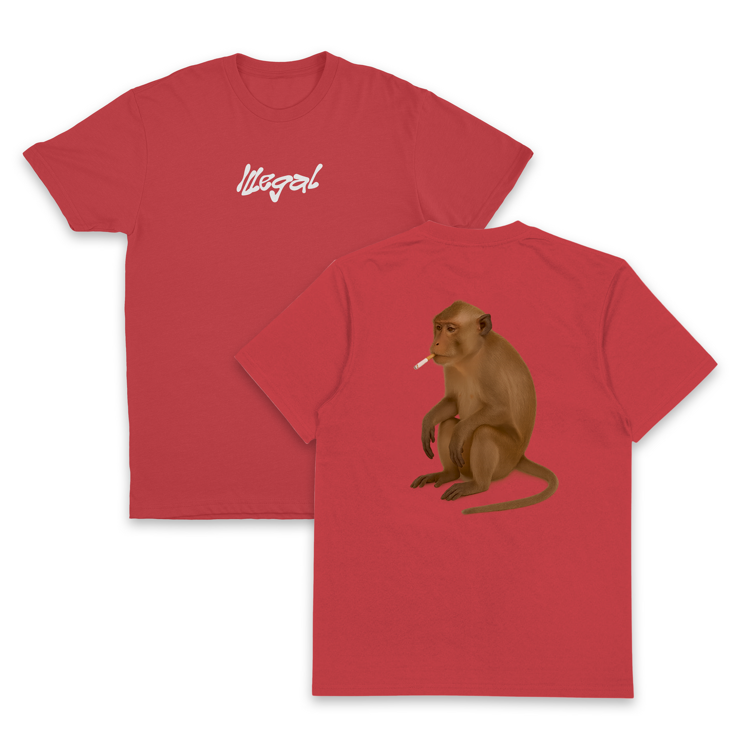 Monkey Smoking Cigarette T-Shirt (Backprint)