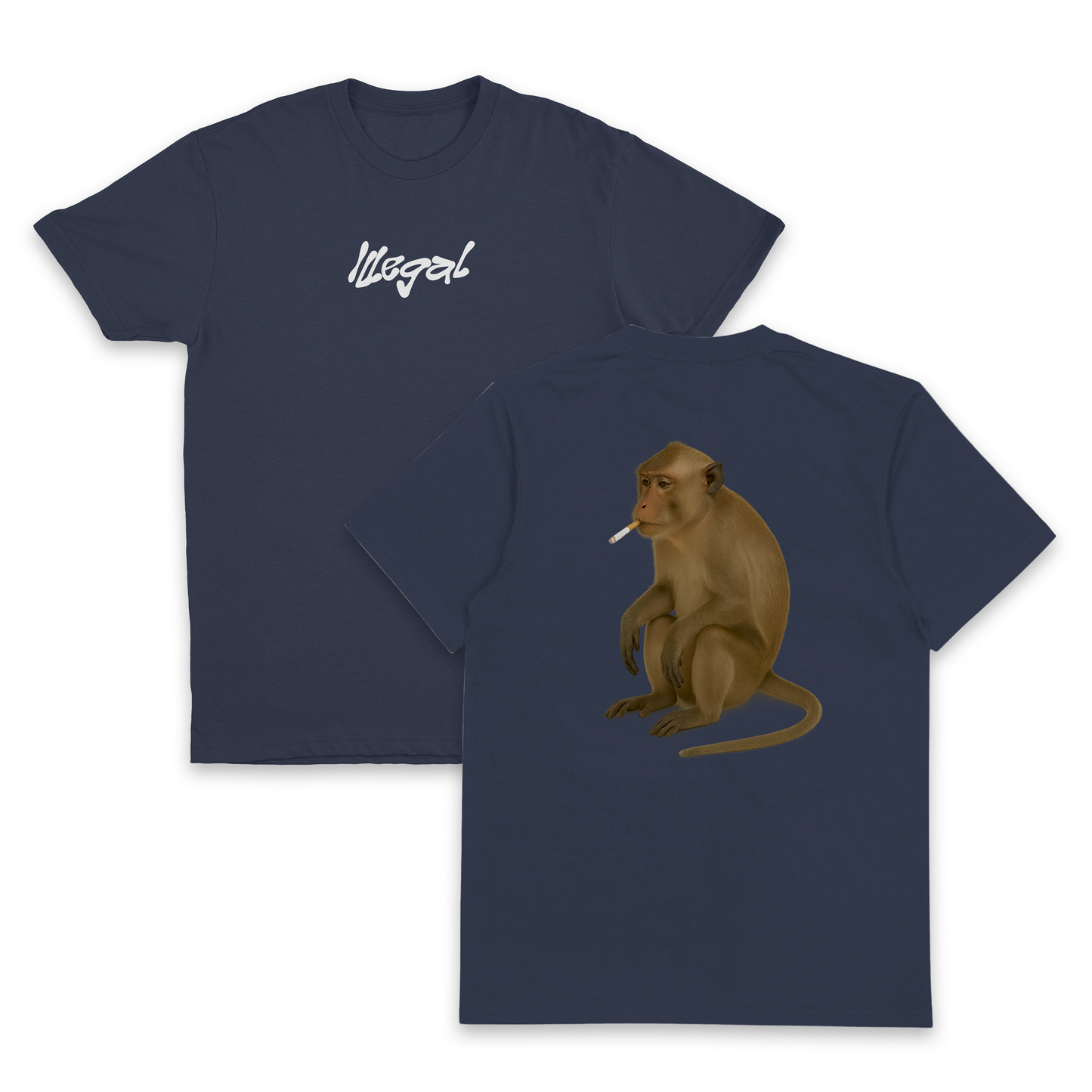 Monkey Smoking Cigarette T-Shirt (Backprint)