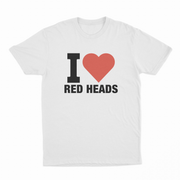 The I Heart Red Heads T-Shirt is crafted from high-quality cotton and showcases a bold “I ♥ RED HEADS” print—great for anyone who loves fun graphic tees with personality.