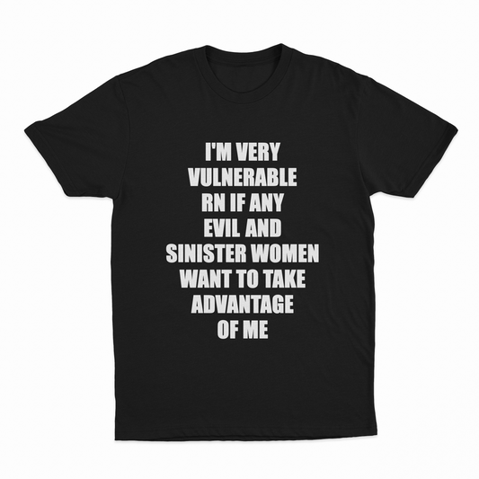 I'm Very Vulnerable RN If Any Evil And Sinister Women Want To Take Advantage Of Me T-Shirt