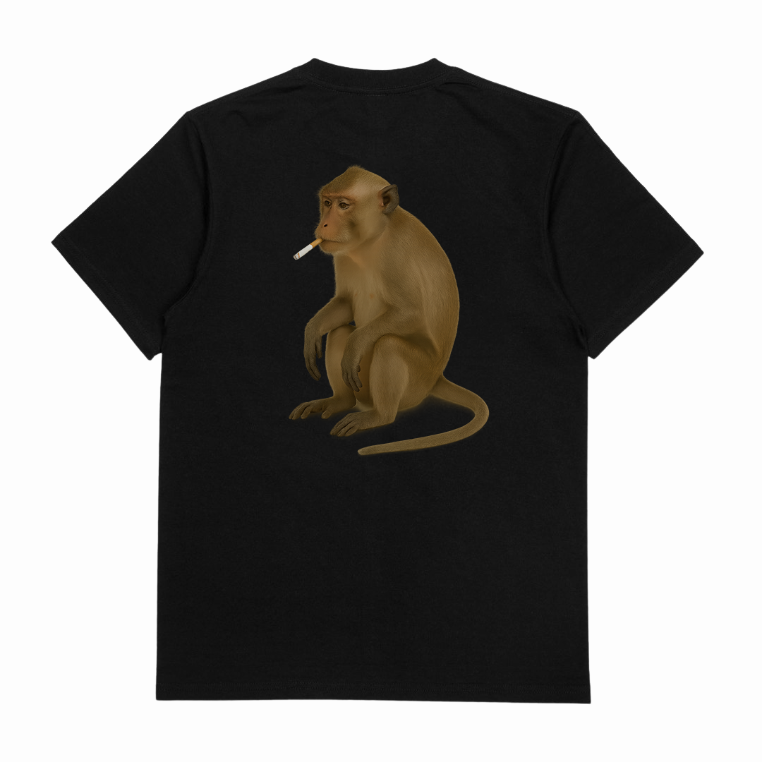 Monkey Smoking Cigarette T-Shirt (Backprint)