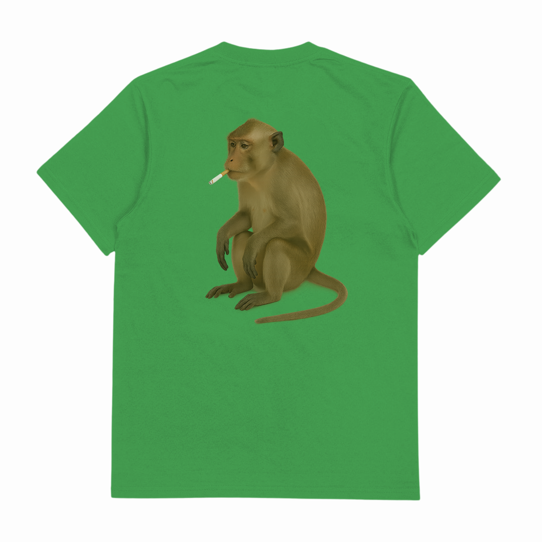 Monkey Smoking Cigarette T-Shirt (Backprint)