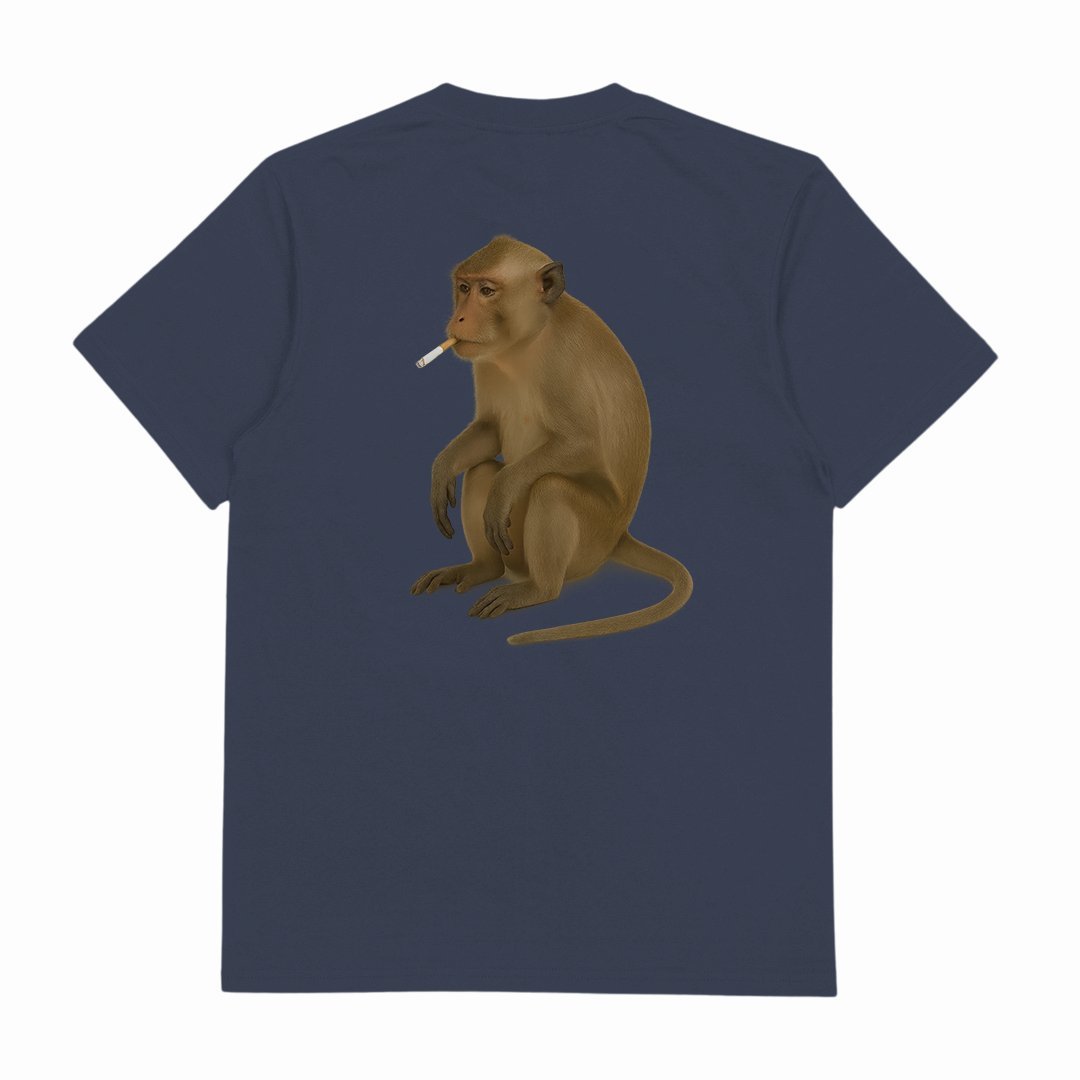 Monkey Smoking Cigarette T-Shirt (Backprint)