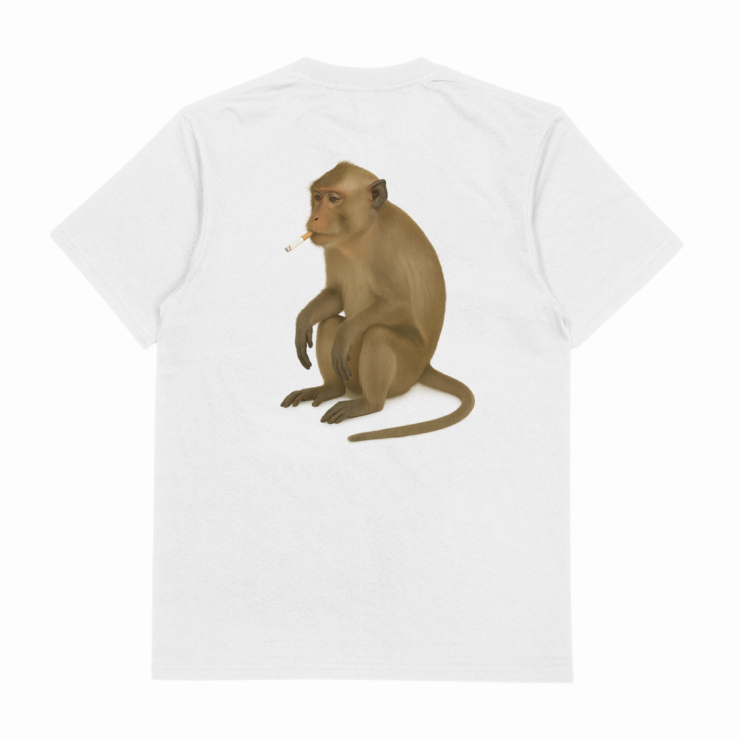Monkey Smoking Cigarette T-Shirt (Backprint)