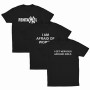 The Staple 3–Pack features three black "Illegal Shirts" with bold white text: FentaNYl (Yankees-style font), I Am Afraid Of Women, and I Get Nervous Around Girls.