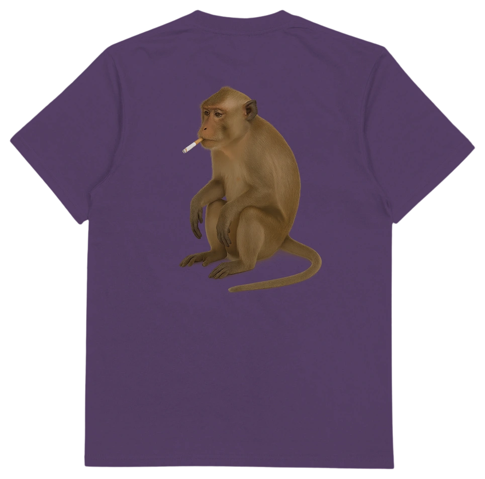 Monkey Smoking Cigarette T-Shirt (Backprint)