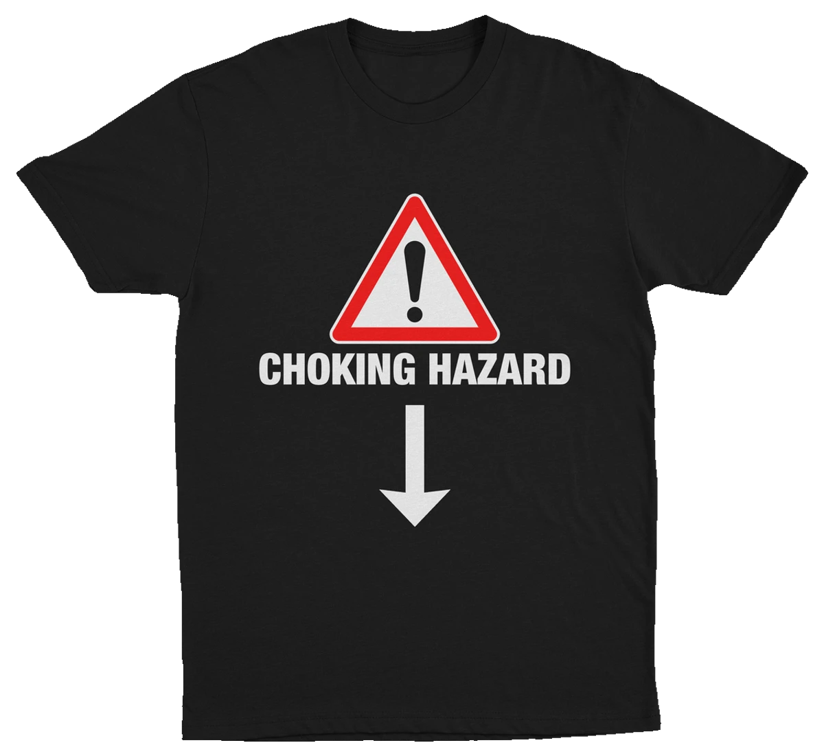 The Ladies Man 3–Pack includes t-shirts featuring a red warning triangle with exclamation mark, bold white CHOKING HAZARD text, and a white arrow—ideal for fans of the classic Two Seater T-Shirt style.