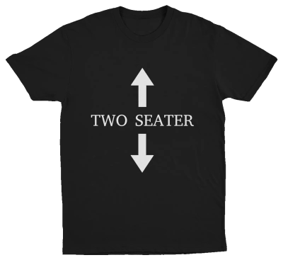 The Mega Meme 6–Pack includes black 100% combed cotton tees with bold white arrows and "TWO SEATER" in all caps—a classic Illegal Shirts design that stands out.