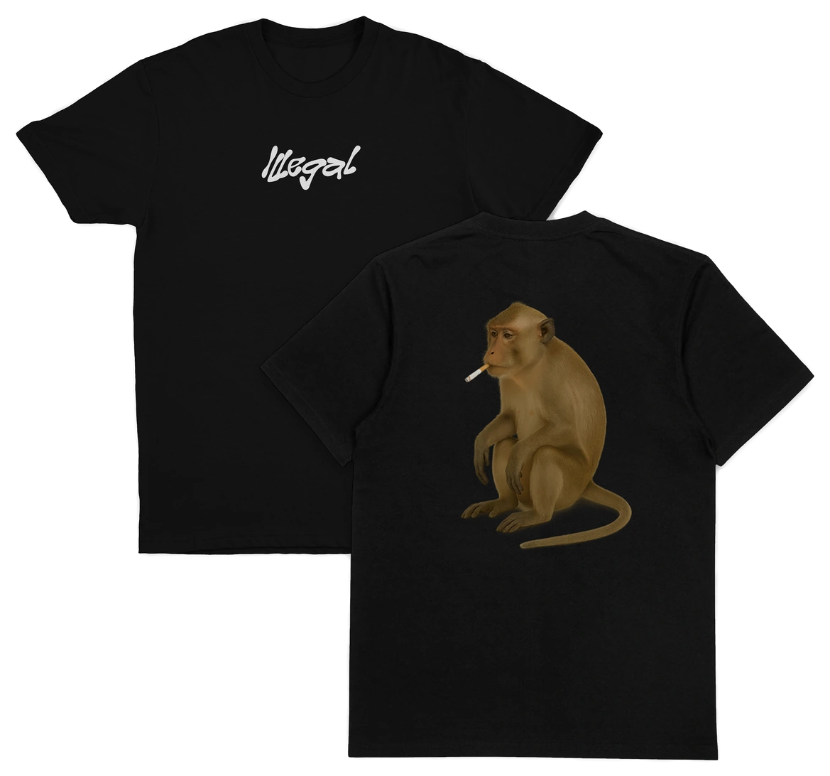 Monkey Smoking Cigarette T-Shirt (Backprint)