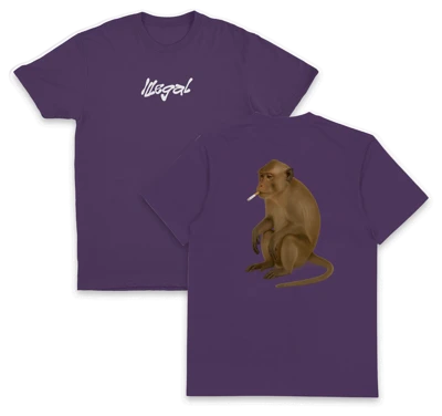Monkey Smoking Cigarette T-Shirt (Backprint)
