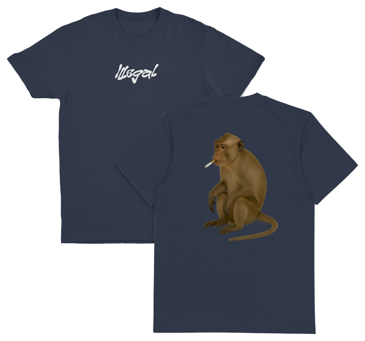 Monkey Smoking Cigarette T-Shirt (Backprint)