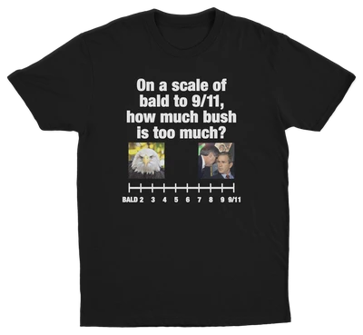 On A Scale Of Bald To 9/11, How Much Bush Is Too Much? T-Shirt