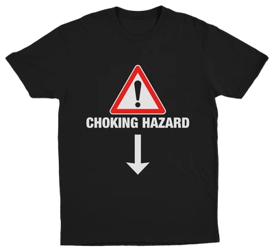 The Ladies Man 3–Pack includes t-shirts featuring a red warning triangle with exclamation mark, bold white CHOKING HAZARD text, and a white arrow—ideal for fans of the classic Two Seater T-Shirt style.