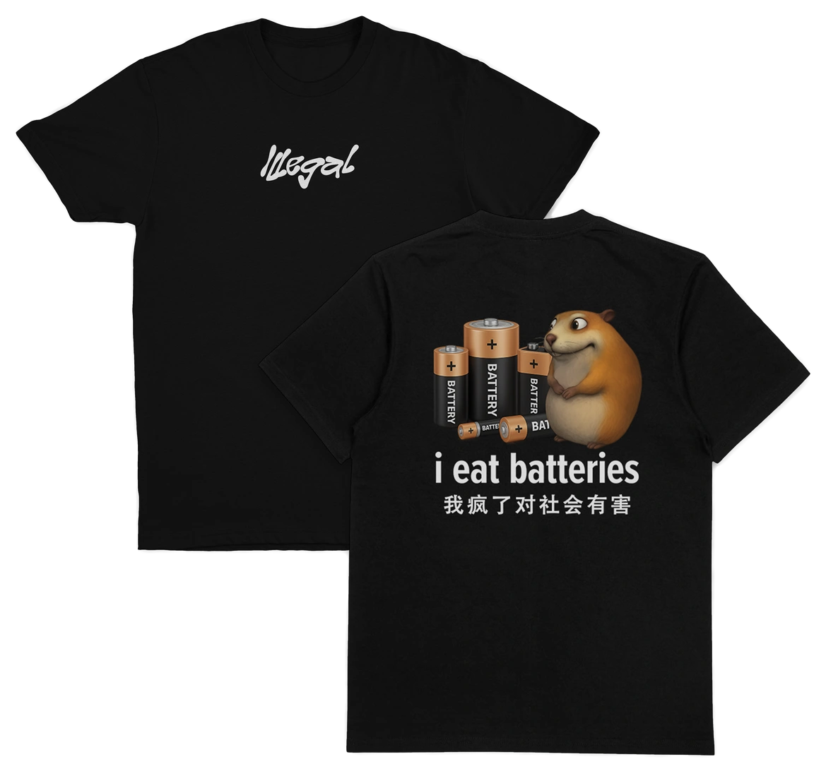 I Eat Batteries T-Shirt (Backprint)