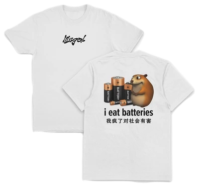 I Eat Batteries T-Shirt (Backprint)