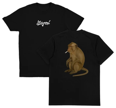 Monkey Smoking Cigarette T-Shirt (Backprint)
