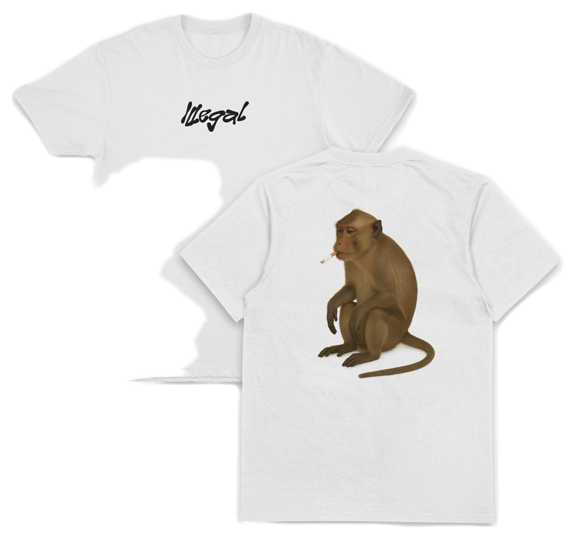 Monkey Smoking Cigarette T-Shirt (Backprint)