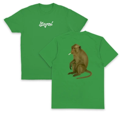 Monkey Smoking Cigarette T-Shirt (Backprint)