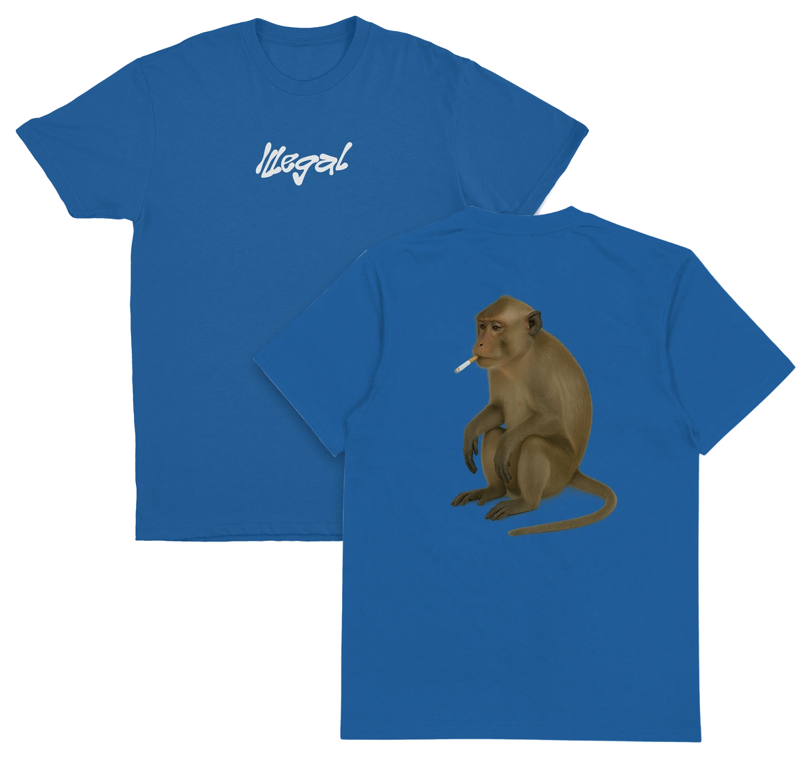Monkey Smoking Cigarette T-Shirt (Backprint)