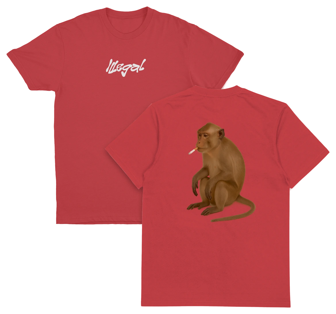 Monkey Smoking Cigarette T-Shirt (Backprint)