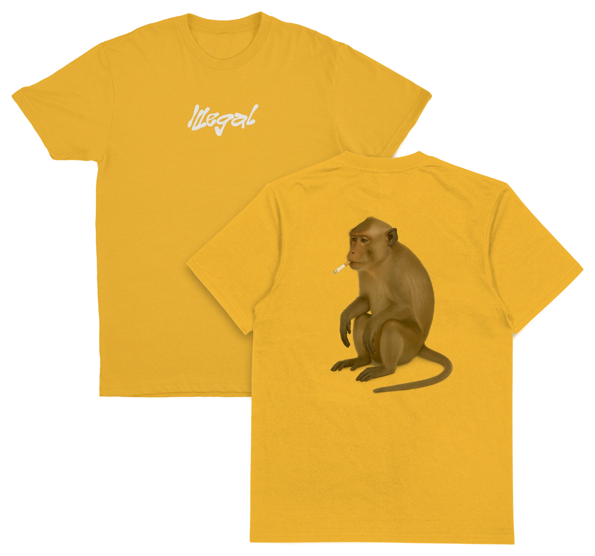 Monkey Smoking Cigarette T-Shirt (Backprint)