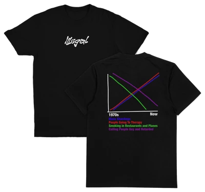 1970s vs Now Graph T-Shirt (Backprint)