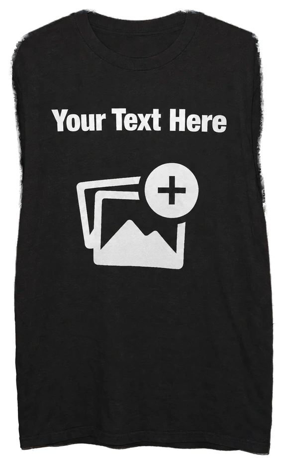 Custom Text &amp; Photo T-Shirt — Hanging view (AI-generated styled mockup)
