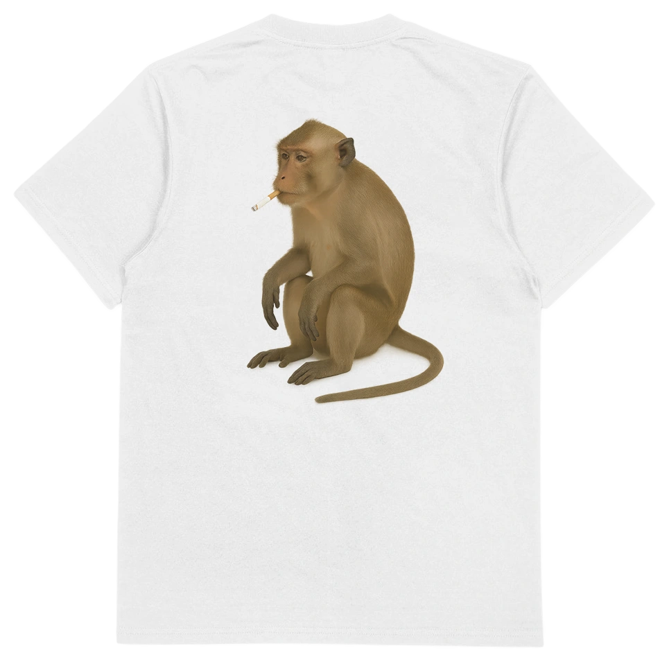 Monkey Smoking Cigarette T-Shirt (Backprint)