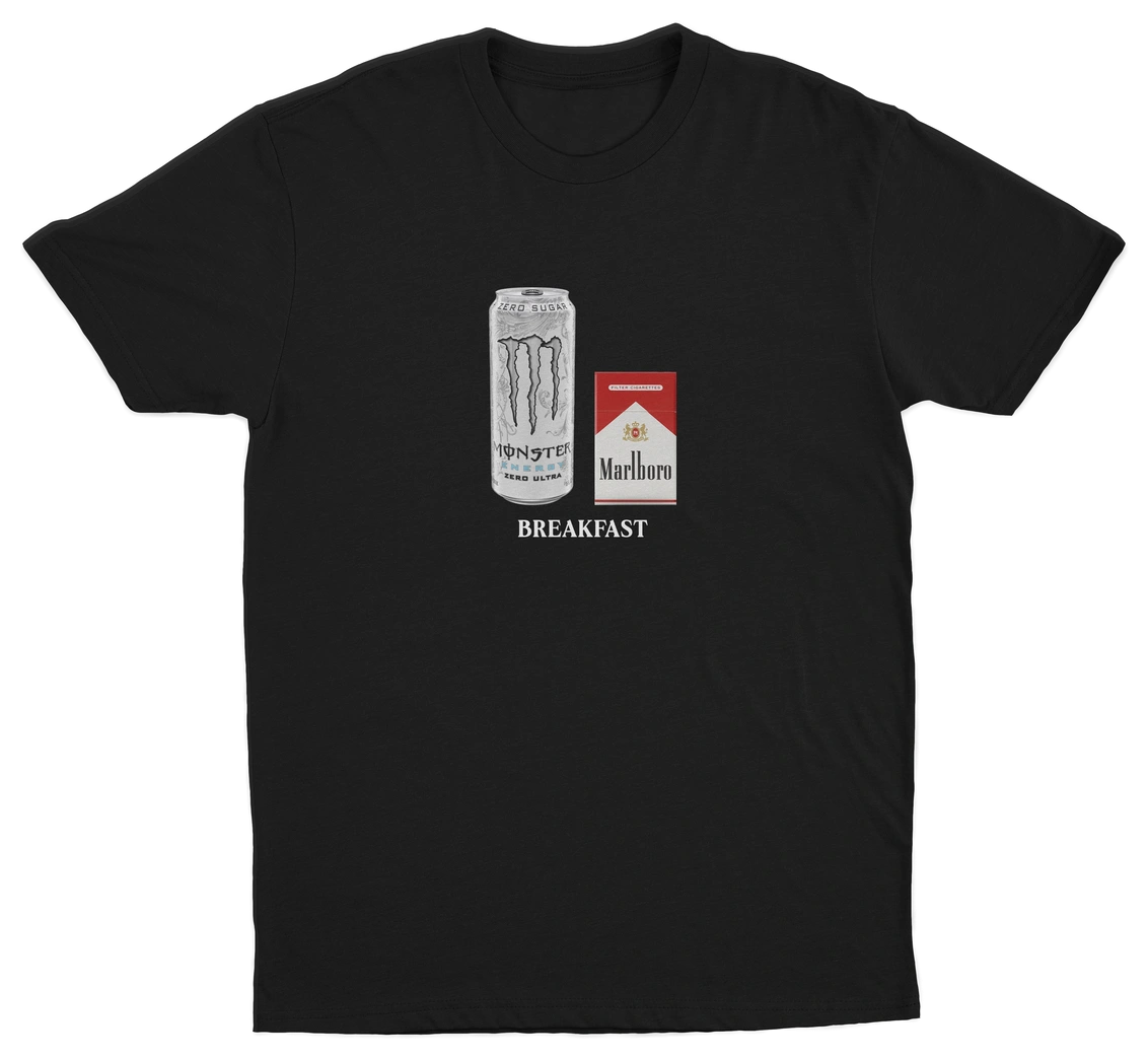 White Monster Marlboro Red Cigarette Breakfast T-Shirt
